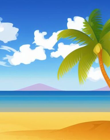 A palm tree sitting on top of a sandy beach