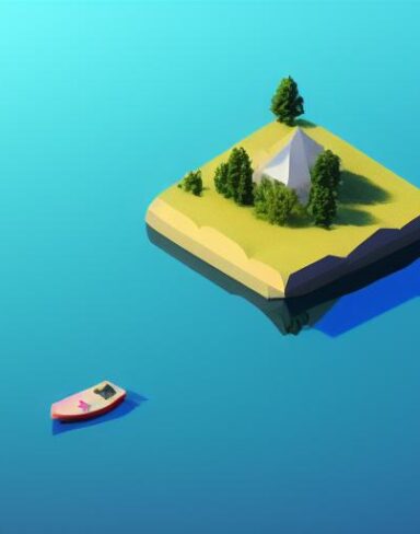 A small boat floating on top of a lake