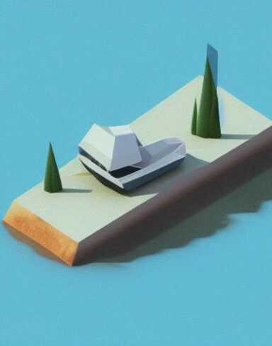 A small boat floating on top of a lake