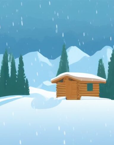 A small cabin in the middle of a snowy landscape