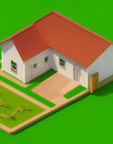 A small house sitting on top of a paper lush green field