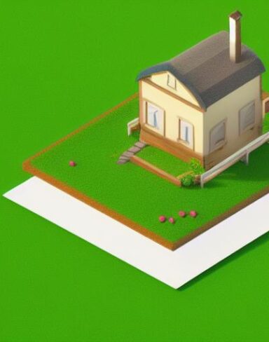 A small house sitting on top of a paper lush green field