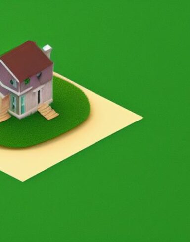 A small house sitting on top of a paper lush green field