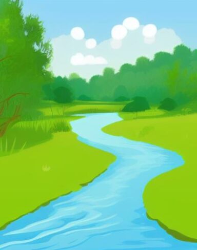 A small river running through a green field