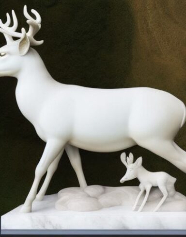 A statue of a deer and a baby deer