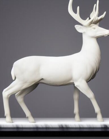 A statue of a deer in white color