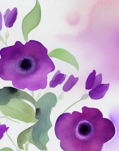 A watercolor painting of romantic flowers on a white background by Sydney Carline