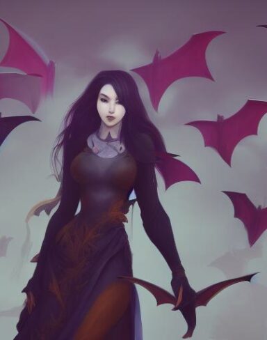 A woman standing in front of a bunch of bats