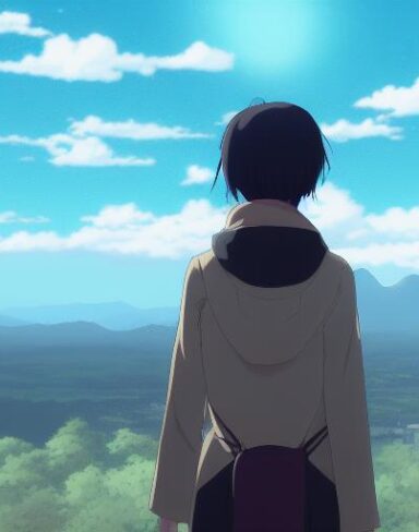 A woman standing in front of a sky