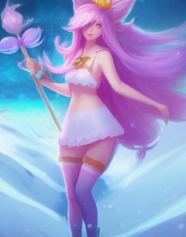 A woman with flower hair that is standing in the snow