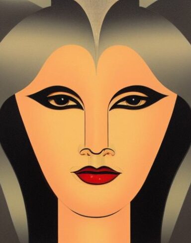 An art deco poster of the woman face