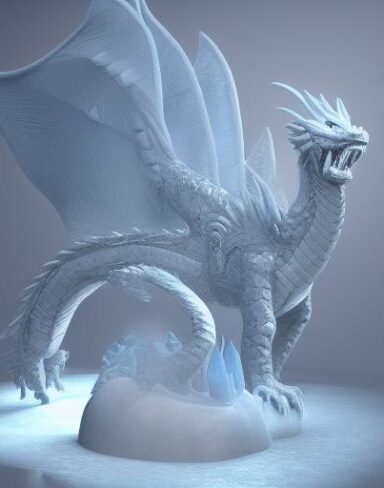 An ice sculpture of a dragon