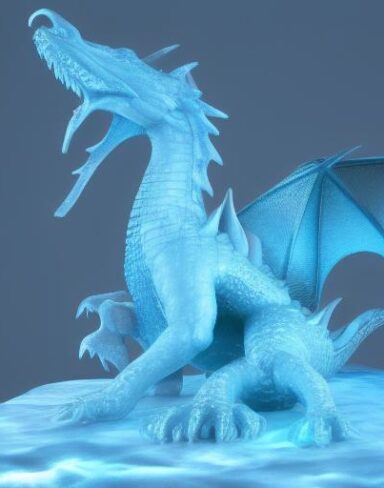 An ice sculpture of a dragon in ice