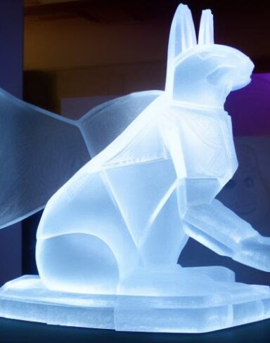 An ice sculpture of handmade rabbit
