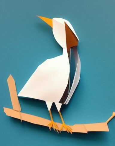 Bird sitting on a branch paper cut