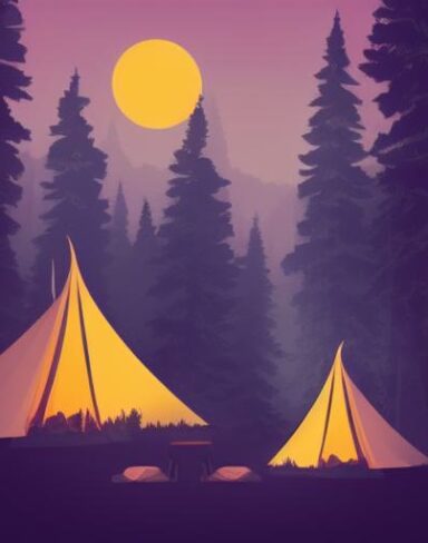 Camp at a forest at night
