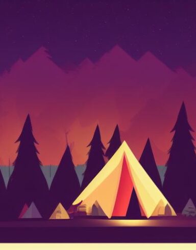 Camp of a forest at night