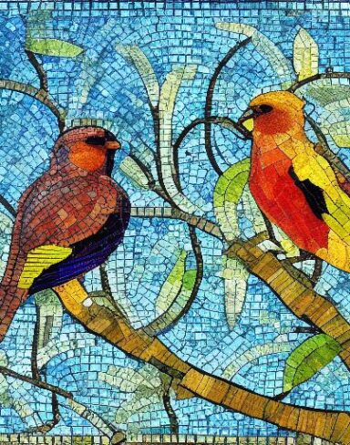 Couple of birds on top of a tree branch