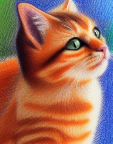 Crayon drawing of a kitten