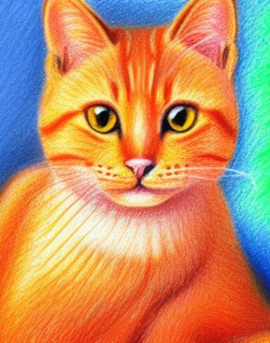Crayon drawing of a kitty