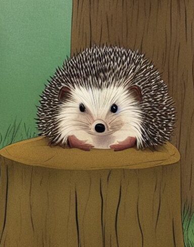 Hedge sitting on a stump