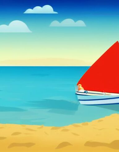 Man sitting in a boat on the beach
