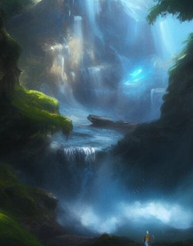 Man standing in front of a waterfall