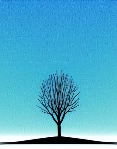 Mountain scene with lone tree