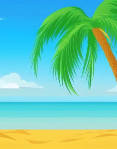 Palm tree on top of a sandy beach