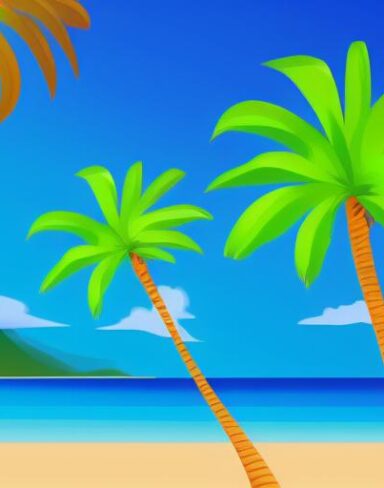 Palm tree sitting on top of a beach