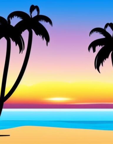Palm trees on top of a beach