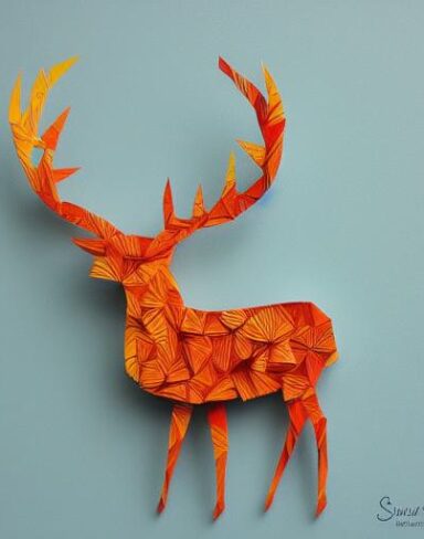 Paper cut of a deer in a forest