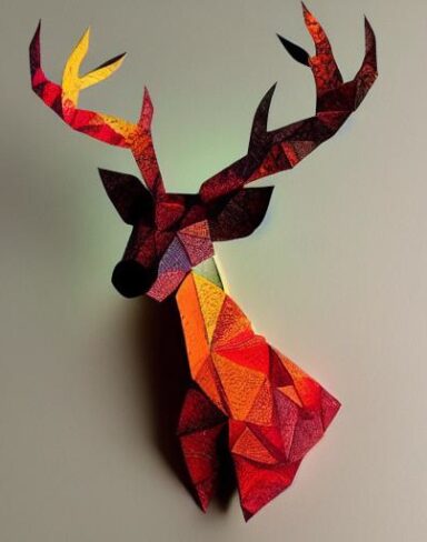 Paper cut of a deer in a forest
