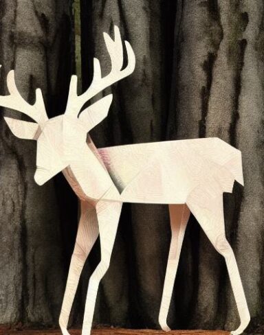 Paper cut of a deer in the forest