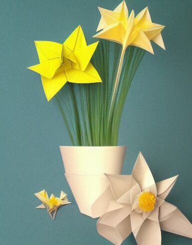 Paper flowers in the pot