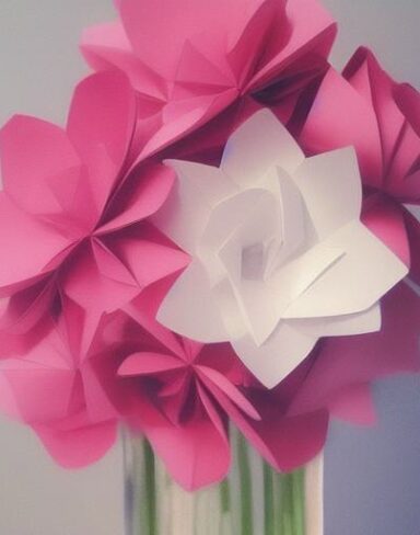 Paper flowers inside a vase