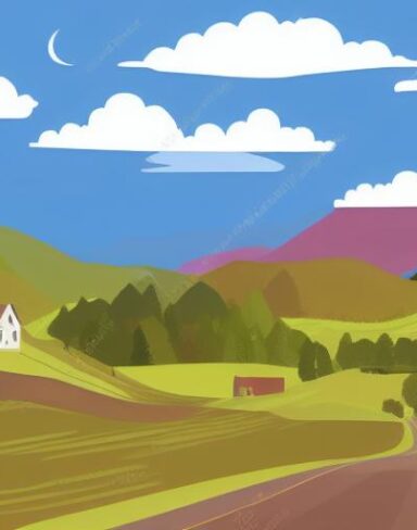 Rural landscape with hills