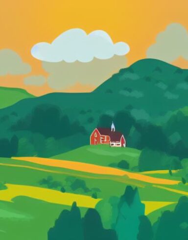 Rural landscape with several hills