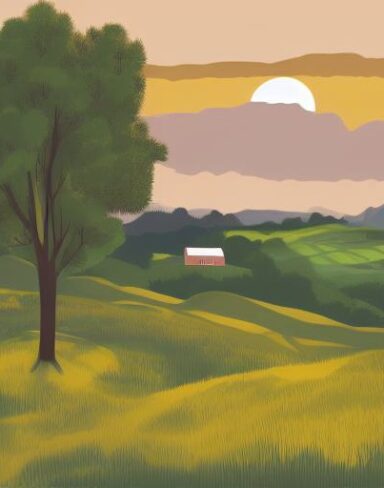 Rural landscape with several hills