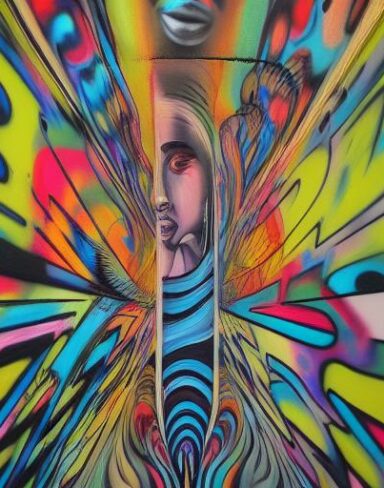 The art painting on a wall