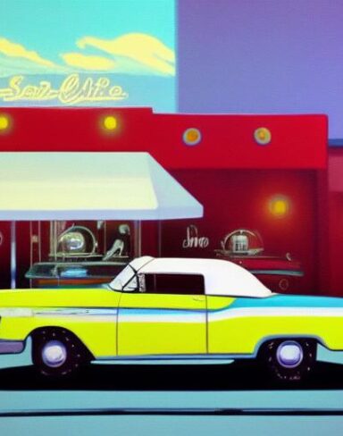 The car parked in front of a starlite diner