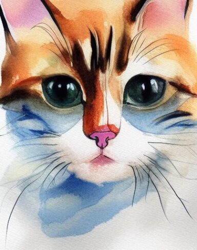 The watercolor drawing of one cat