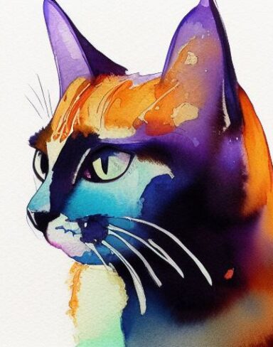 Watercolor painting of a cat