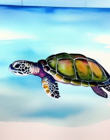 Watercolor painting of the sea turtle