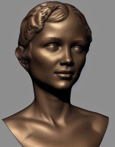 A bronze bust of young lady
