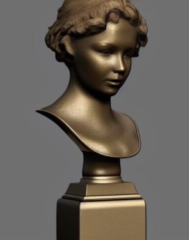 A bronze bust of young lady