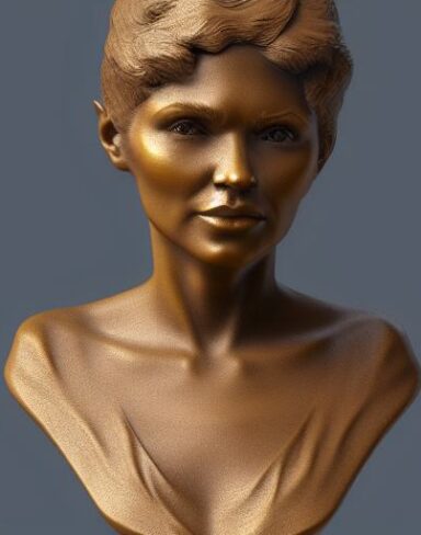 A bronze bust of young lady