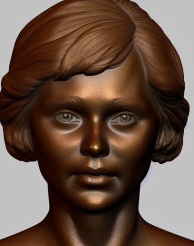 A bronze bust of young lady