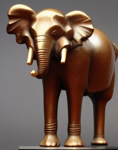 A bronze elephant statue