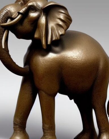 A bronze elephant statue